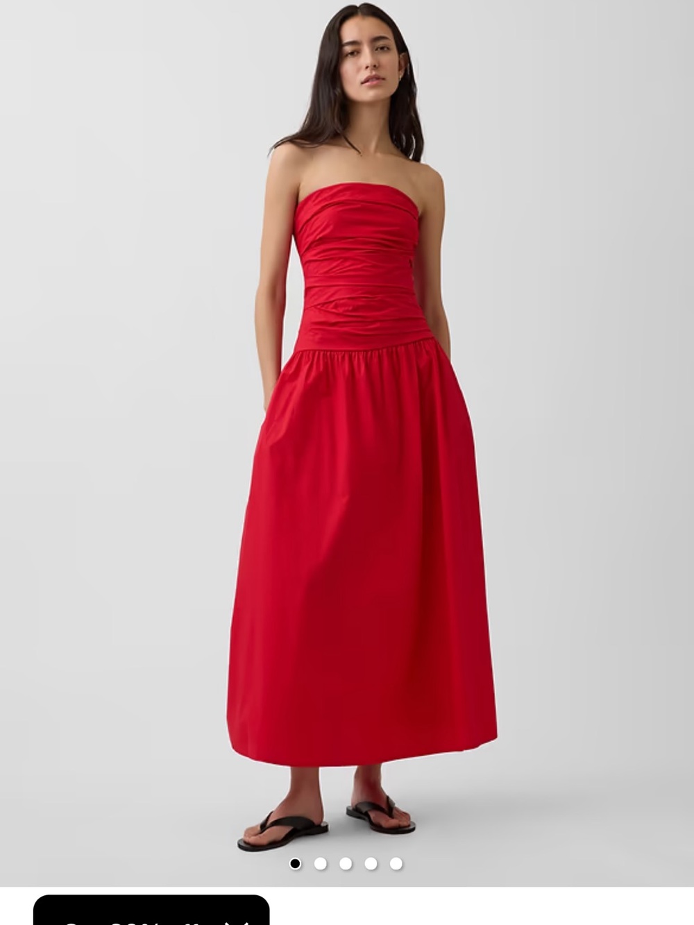 GAP Strapless Red Ruched Bodice Maxi Dress